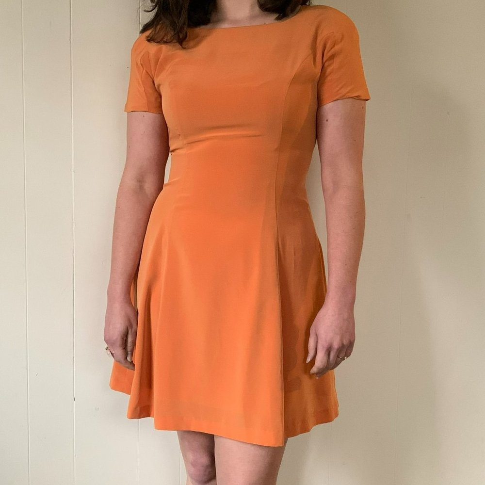 COPY - Vintage Pumpkin Mini Dress with Shoulder Pads